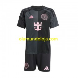 Camisola Inter Miami Criança Equipamento Segundo 2024-2025 Manga Curta